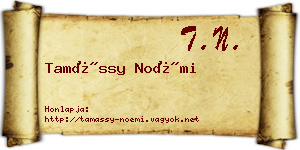 Tamássy Noémi névjegykártya
